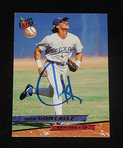 Juan Gonzalez 1993 Fleir Ultra autogradna bejzbol kartica - bejzbol ploče sa autogramiranim karticama