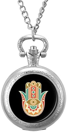 Zemljani Hamsa ruka klasični Vintage džepni sat arapski brojevi Scale satovi sa lancem Dan očeva Mather Day Pokloni