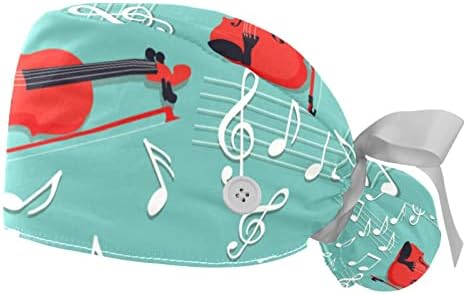 PSHHDGYHS 2 komada glazbene note violinske kape sa gumbima elastična turbanska kapa s duksevima
