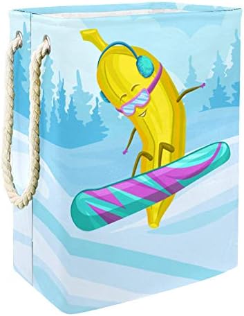 DEYYA vodootporne korpe za veš visoke čvrste sklopive korpe za zimsko skijanje Banana Print Hamper za odrasle