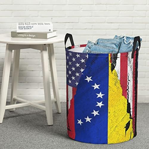 Korpa Za Veš Sa Američkom I Venecuelanskom Zastavom Kružna Torba Za Veš Sklopiva Korpa Za Veš Za Spavaću
