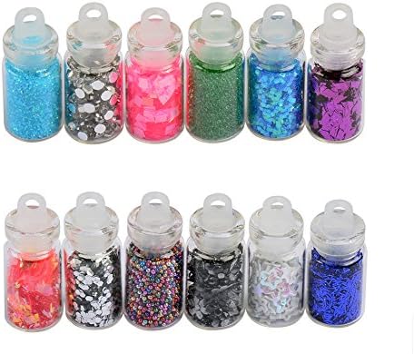 Fengshangmei 12 malih bočica perle svjetlucave šljokice kristalni 3d diy Setovi za uređenje umjetnosti noktiju