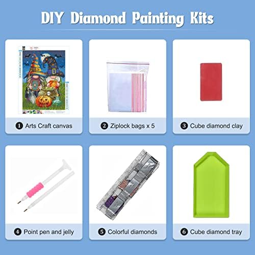 Naimoer Halloween Dijamantni setovi za odrasle, Gnomes Diamond Paing Kits Pumpkin Diamond Pianitng puni