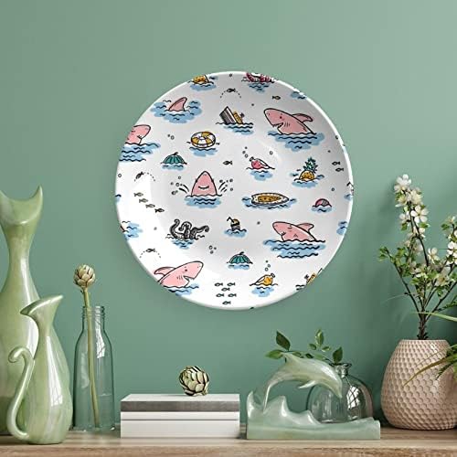 Doodle Cute morski ukrasni ploče okrugle keramičke ploče sa postoljem za prikaz za dom uređivanje vjenčanica