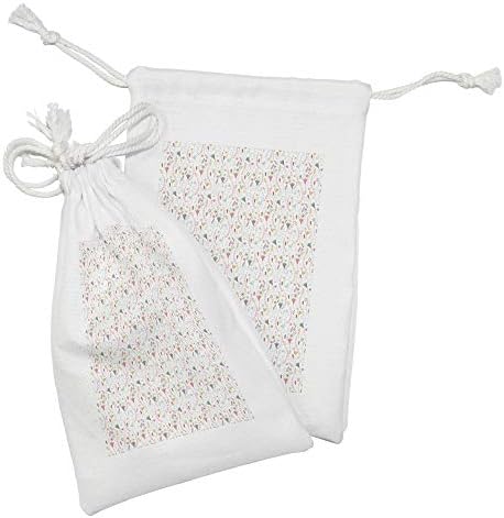 AMBESONNE botanička torbica tkanina set od 2, uzorak šumskog bilja i cvijeća, male torbe za vuču za toaletne