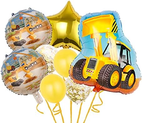 Tennychaor Construction kamion Rođendanski baloni, 8 komada baloni za buldožer tematski rođendani za rođendanu.