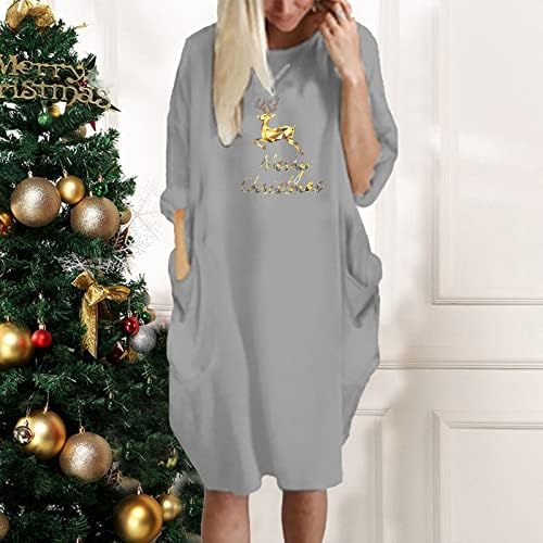 Božićne haljine za žene 2022 plus veličine okrugli vrat Xmas Line haljina plus veličina Vintage večernja