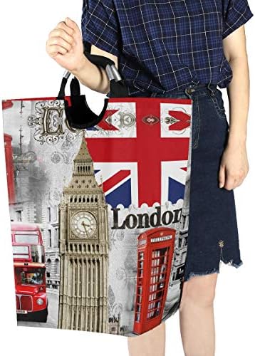CaTaKu London Big Ben velika korpa za pranje veša torba za veš kanta za veš torba za odeću sklopiva visoka