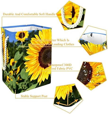 Inhalator suncokret suncokret polje Žuti ljetni cvijet velika korpa za veš vodootporna sklopiva korpa za