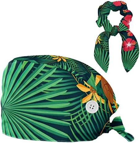 Aloha Tropical Palm lišće cvjetno kornjača Radna kapa s tipkama podesiv bouffant šešir uniseks čišćenja
