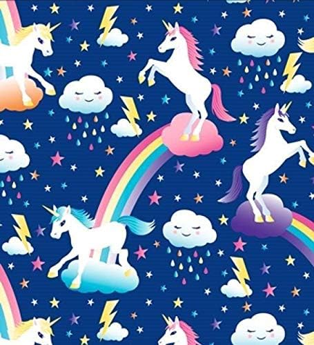 Pico Textiles 2 Yards Bolt-Unicorns with Rainbows Allover Fleece Fabric-Prodaje se od tkanine od flisa sa