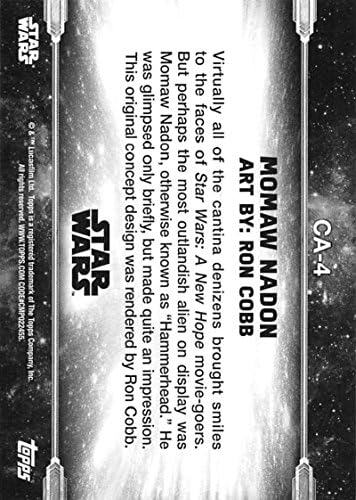 2018 TOPPS Star Wars Nova nada crno-bijela koncept Art CA-4 Monaw Nadon trgovačka kartica u sirovom stanju