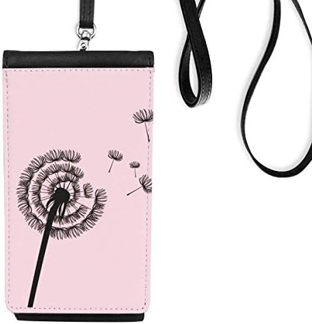 Cvijeće s DANDelion Outline Telefon novčanik torbica Viseće mobilne torbice Crni džep
