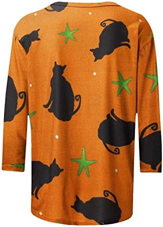 Ženska halloween modna tiskana labava majica srednje dužine 3/4 rukava bluza okrugli vrat Ležerni pulover vrhovi