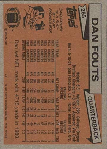 1981 TOPPS 265 Dan Fouts punjači NFL fudbalska karta NM-MT