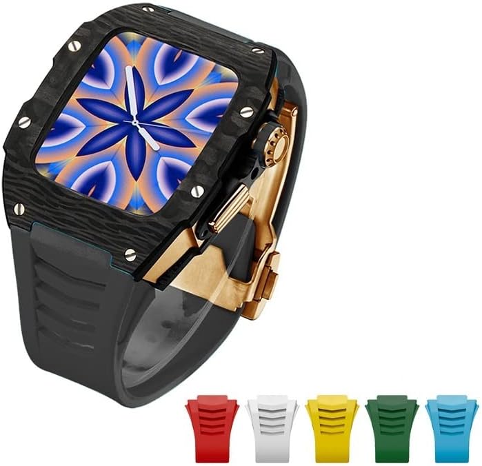 CNHKAU Carbon Fiber Diamond za Apple Watch 7 45 mm Kućište od nehrđajućeg čelika za IWATCH 6 SE 5 4 Serija