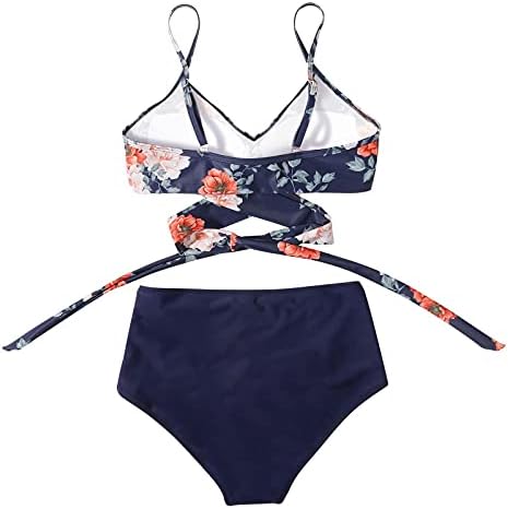 Kupaći kostimi za žene Tropical Print V vrat trkački Bikini Crop Top sa dječačkim donjim atletskim Push