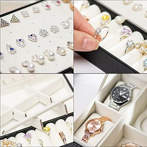 XYMAO Organizator nakita, kutije za zaključavanje PU kožne nakit za žene djevojke Travel PUTOVANJE Jevreja za prstenove naušnice satovi Ogrlice narukvice Kućište za skladištenje