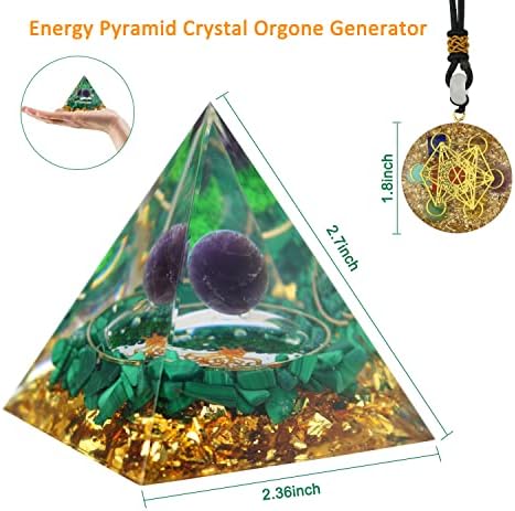 Orgone piramide za pozitivnu energiju, ametist kristalna kugla orgone piramide sa poklon setom poklona Čakra.