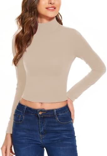 Ženski mock Turtleneck opremljeni usjevi osnovni majica s dugim rukavima