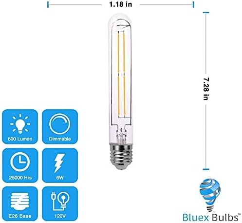 4 pakovanja T10 LED sijalica 8W zatamnjiva E26 bazna cevasta sijalica 2700K toplo Bijela 75W ekvivalentna