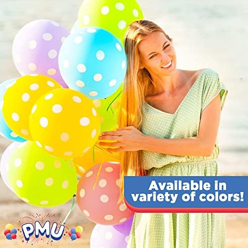 PMU Polka Dot Balloons 11-inčni partytex Premium biserna ružičasta sa kopnenim printom bijele tačkice PKG