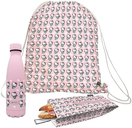 Nerthus FIH 963 Postavi Hello Kitty Snack torba + ruksak + dvostruka bočica od nehrđajućeg čelika 500ml