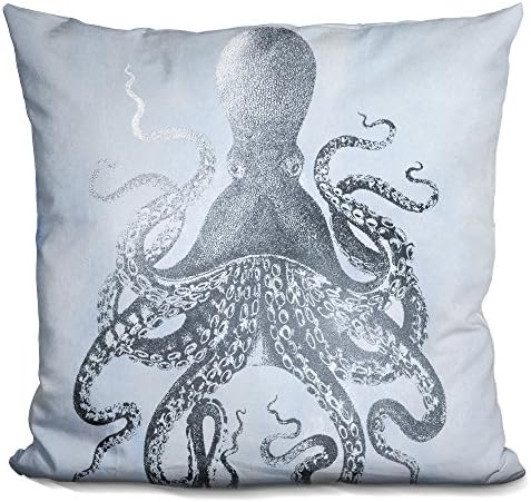 Lilipi srebrna folija hobotnice II na plavom pranje ukrasno jastuk za akcent