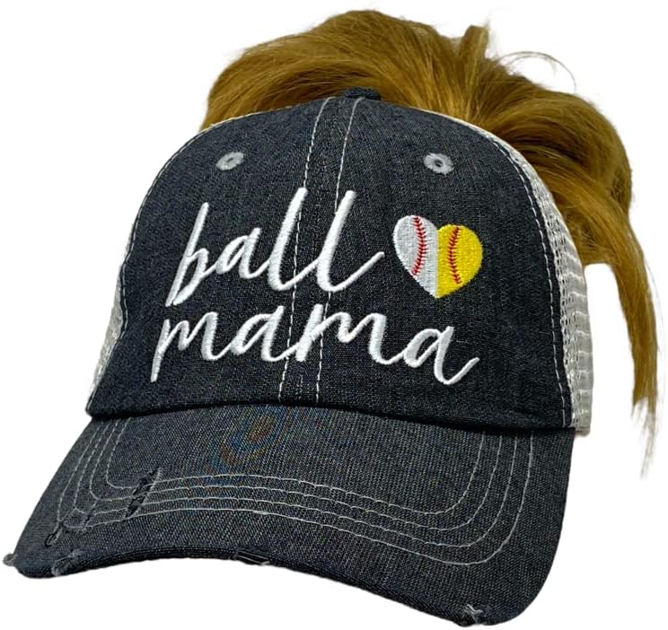 Cocomo Soul ženska lopta mama mama | Ball mama neuredna lepinja Top Ponytail Otvaranje šešira | Bejzbol