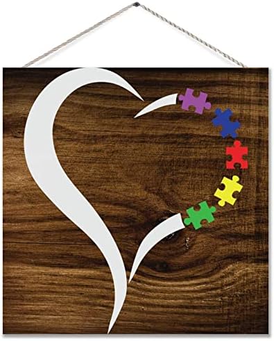 Autizam Infinity Pride Heart Budite sami drveni znak Autizam Ovjesnost Potpišite slagalice za autističnu