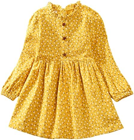 Djevojke TODDLER Pamučna haljina cvjetna haljina s dugim rukavima za djevojčice Midi haljina 2-7 godina
