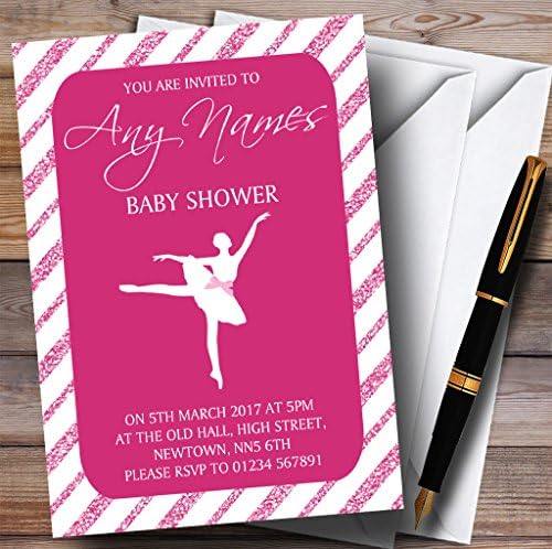 The Card Zoo ružičasti Strips Stripses Ballerina Balet Pozivi za tuširanje beba