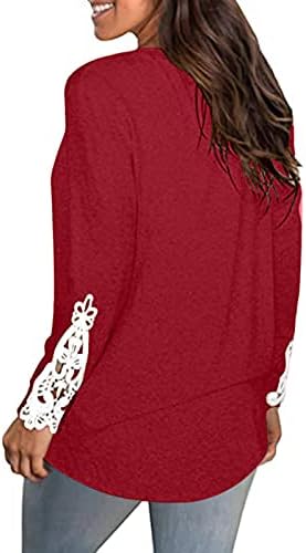 Ženski vrhovi udobne putne duge dugih rukava dukserica Jeseni košulje čipkave rukavice rukav tunik labav pulover bluza