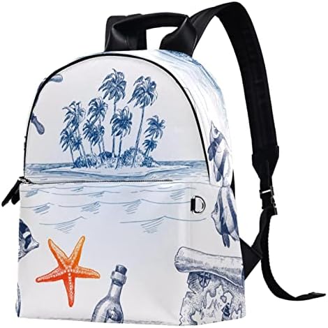 Tbouobt kožna putni ruksak lagani laptop ležerni ruksak za žene muškarci, vintage slikanje ocean sidro nautički