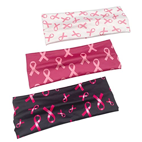 Rak dojke svijest traka za glavu za žene, Pink Ribbon trake za glavu rak dojke svijest elastični širok rak