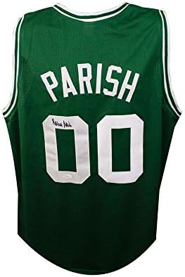 Robert Parish Autographing Boston Celtics Custom Green Basketball Jersey - JSA COA