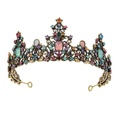 Barokni Vintage Queen Tiaras Krune za žene djevojke šareni kamenčići Rođendanska večernja zabava Headpieces,