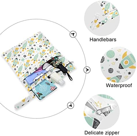 ZZXXB raketni print Vodootporna mokra torba za višekratnu krpu za ponovnu upotrebu pelene sa džepom sa patentnim