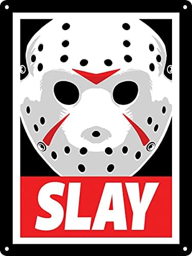 Grindstore Slay horor maska ​​Mini Tin znak crni 15x20cm