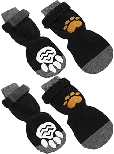 Ipetboom 4pcs pamučne čarape za pse protiv klizanja pasa sa šljokicama sa dvostrukim bočnim šapom zaštitnika otporno na habanje šape za plijeće za kućne ljubimce štitila za male srednje velike pse L