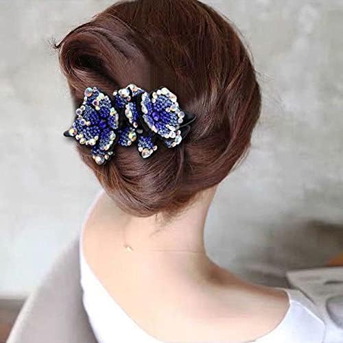 Neklizajući modni dizajn Rhinestone Stražnja strana glave šareni dvostruki cvijet Korejski stil klip za
