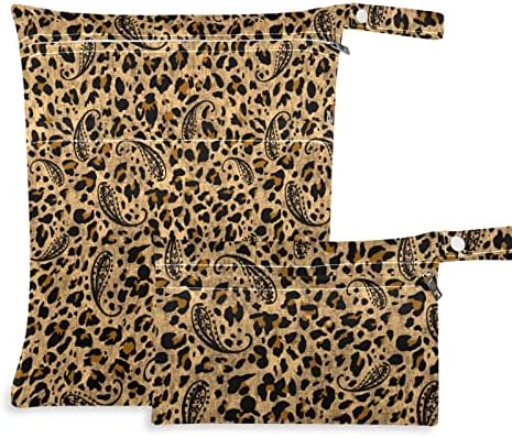 Kigai Leopard Paisley mokra suha torba 2 komada, vodootporna pelena za višekratnu upotrebu Torba za pohranu