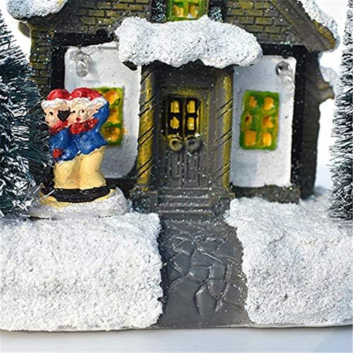 ZLBYB snijeg kuće sa treperi LED svjetlo Božić ukras za dom Nova Godina djecu Poklon smola Božić Scene selo
