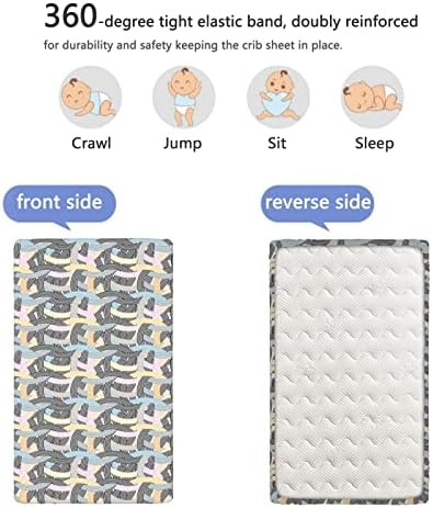 Striped tematski postavljeni mini listovi, prenosni mini listovi krevetića meka i rastezljivi obloženi kreveti