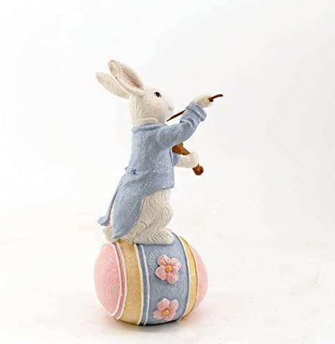 Qiaoidea Easter Bunny Egs Dekoracija jaja, sviranje violine Glazbeni zečji zečji figurin zeko kipa za kipu