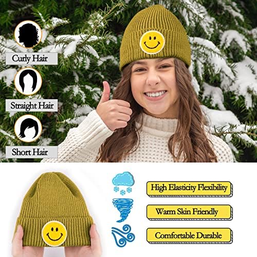 Evglow Smiley Face Beanie Hat za muškarce Žene, modni zimski topli plemen Beanie šešir, udobni šešir za