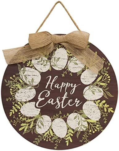 Kolekcija mosta Rustikalna Sretan Easter okrugli drveni uskršnji znak jajeta - Drveni zidni ukras za proljeće,