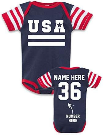 Patriotske majice za bebe - Prilagodite ime i broj - 4. jula odijelo