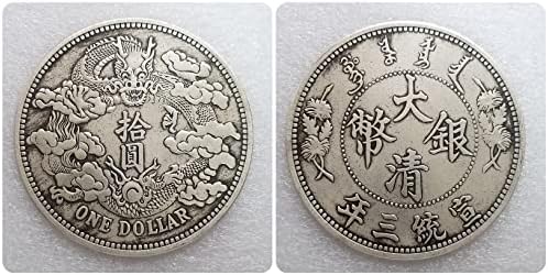 2 starinski zanati za daqing zmajeve srebrne dolare s promjerom 88 mm