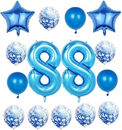 88. rođendanski ukrasi za zabavu, plavi broj 88 balon, 40-inčna divovska folija milar 88. baloni ukras za muškarce i žene, veliki hlijeni brojevi 88 balon za 88. godišnjice isporuke događaja